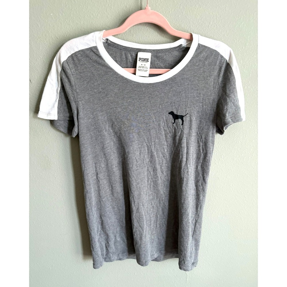 Victoria's‎ Secret Pink Womens Gray Back Logo T-Shirt Medium